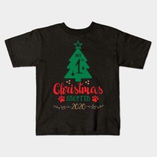 My First Christmas Adopted 2020, Xmas Tree Ugly Pajamas Gift Kids T-Shirt